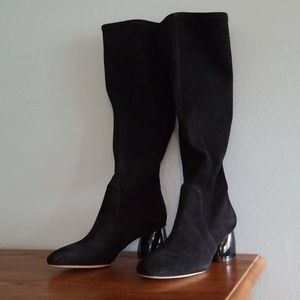 Antonio Melani Black suede boots Funky Heel Sz 7.5
